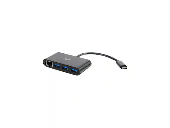 Front. Cables to Go - C2g Usb C Hub With Ethernet - 3-Port Usb Hub - Black.