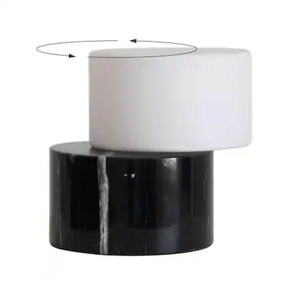 Front. Brightech - ZigZag LED Glossy Black Marble Modern Contemporary Dimmable Bedside Nightstand Desk Lamp - Glossy Black Marble.