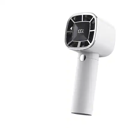 Front. Stock Preferred - Handheld Rechargeable Mini Fan with LED Digital Display – Portable 3-Speed USB Fan.
