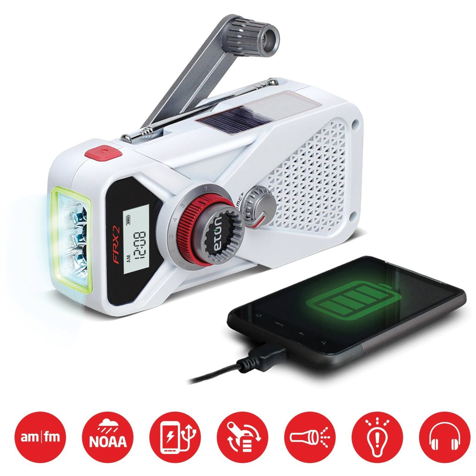 Alt View 17. Eaton - American Red Cross FRX2 Weather & Alert Radio - Red - Red.