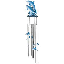 FC Design - 23" Long Dolphin Swimming on Wave Round Top Wind Chime Outdoor Patio or Garden Hanging Decoration - Multi-Color