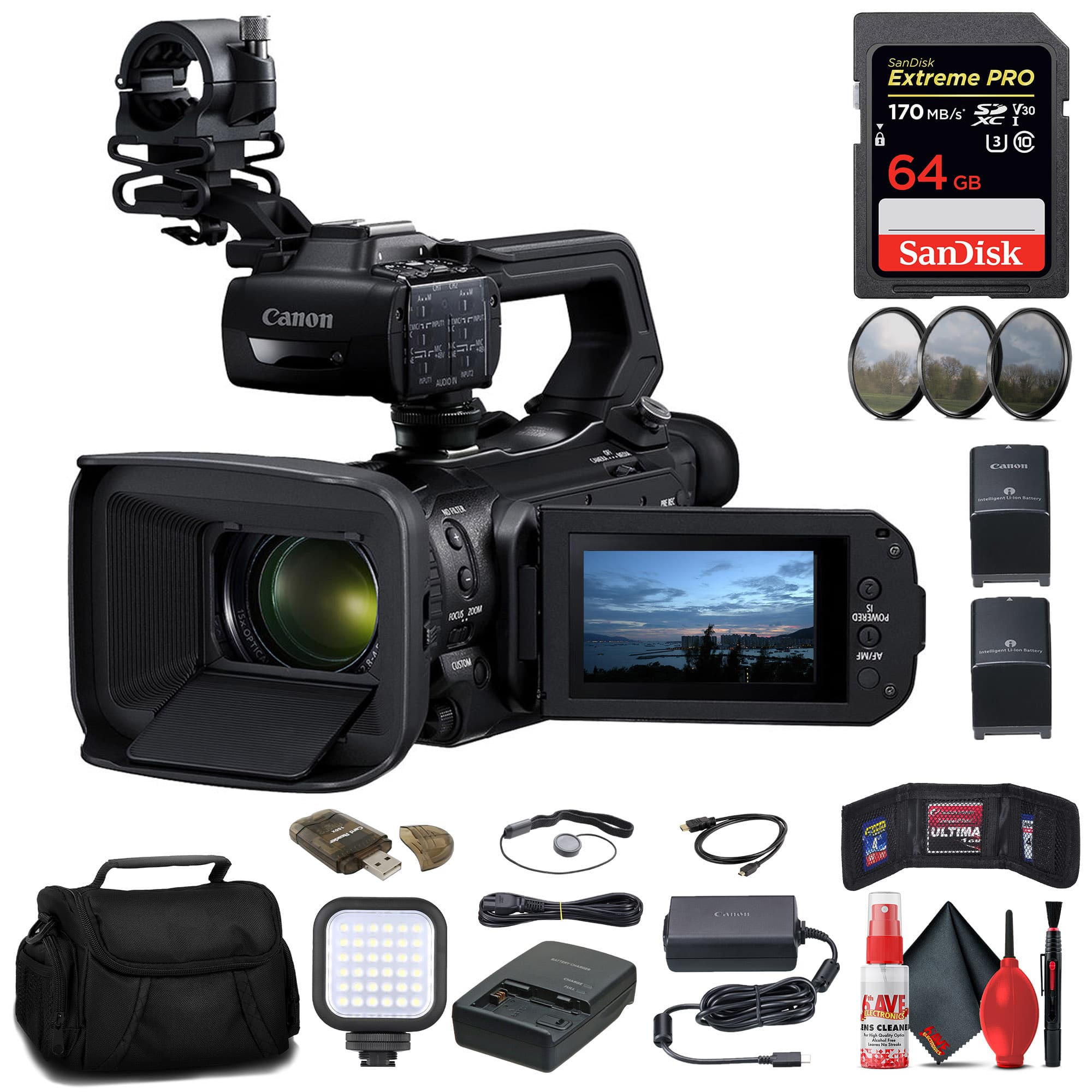 Canon - XA70 UHD 4K30 Camcorder with Dual-Pixel Autofocus + 64GB Memory Card Basic Bundle (International Model)