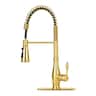 3-Function Spring Single Handle Stainless Steel Kitchen Faucet with Pull Down Sprayer