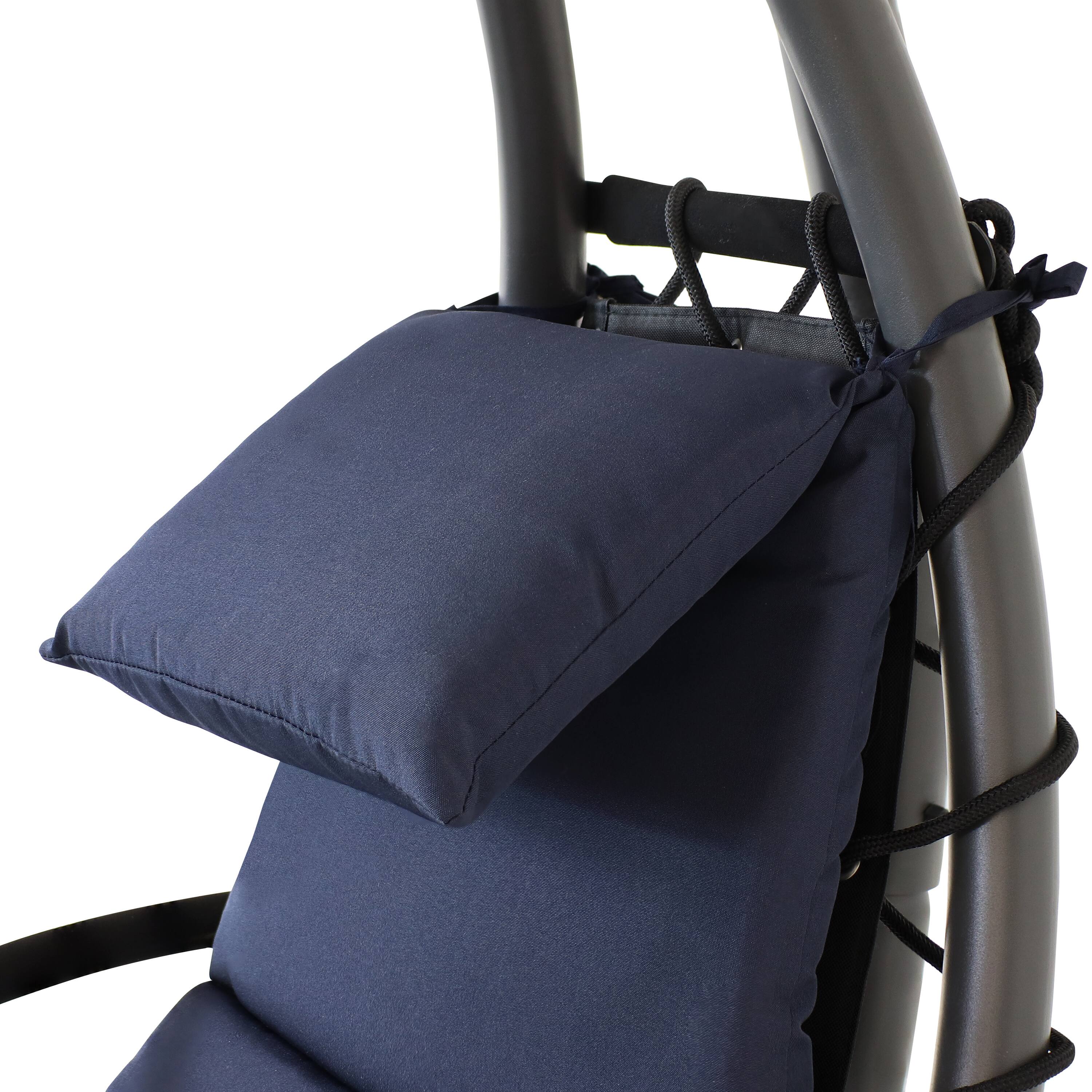 Alt View 5. Sunnydaze - Floating Lounge Chair with Umbrella and Curved Steel Stand - Navy Blue.