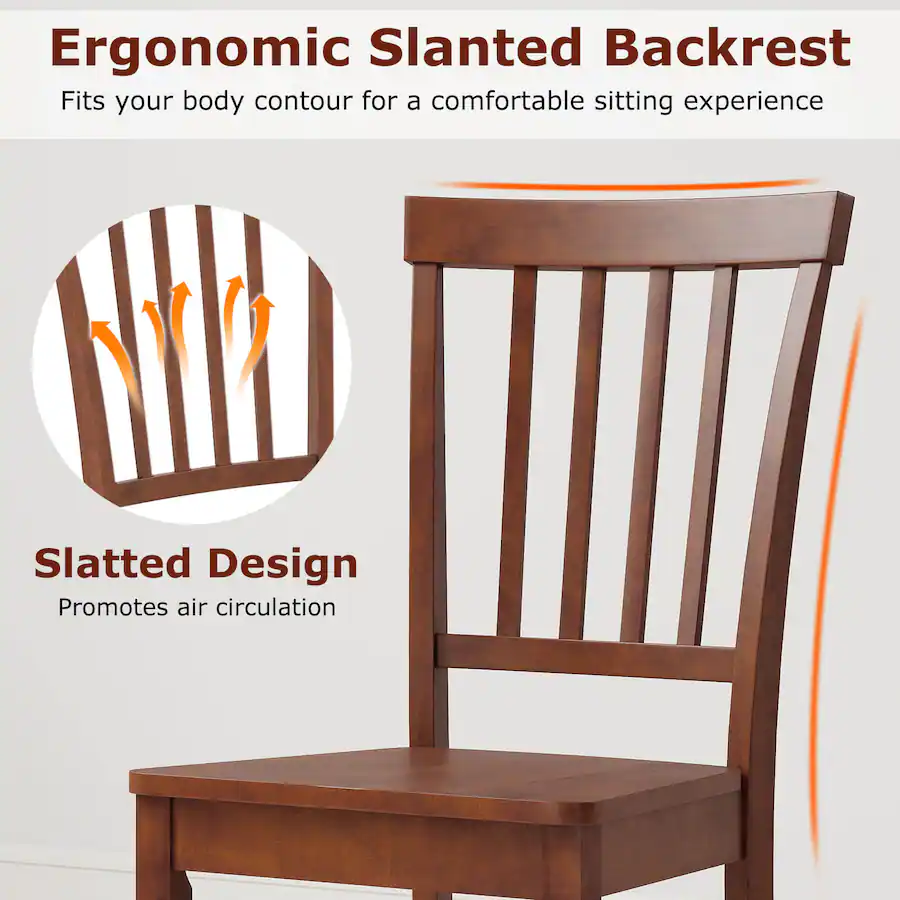 Slanted Backrest Costway 4 PCS Dining Chair Kitchen Spindle Back Side Chair with Solid ...