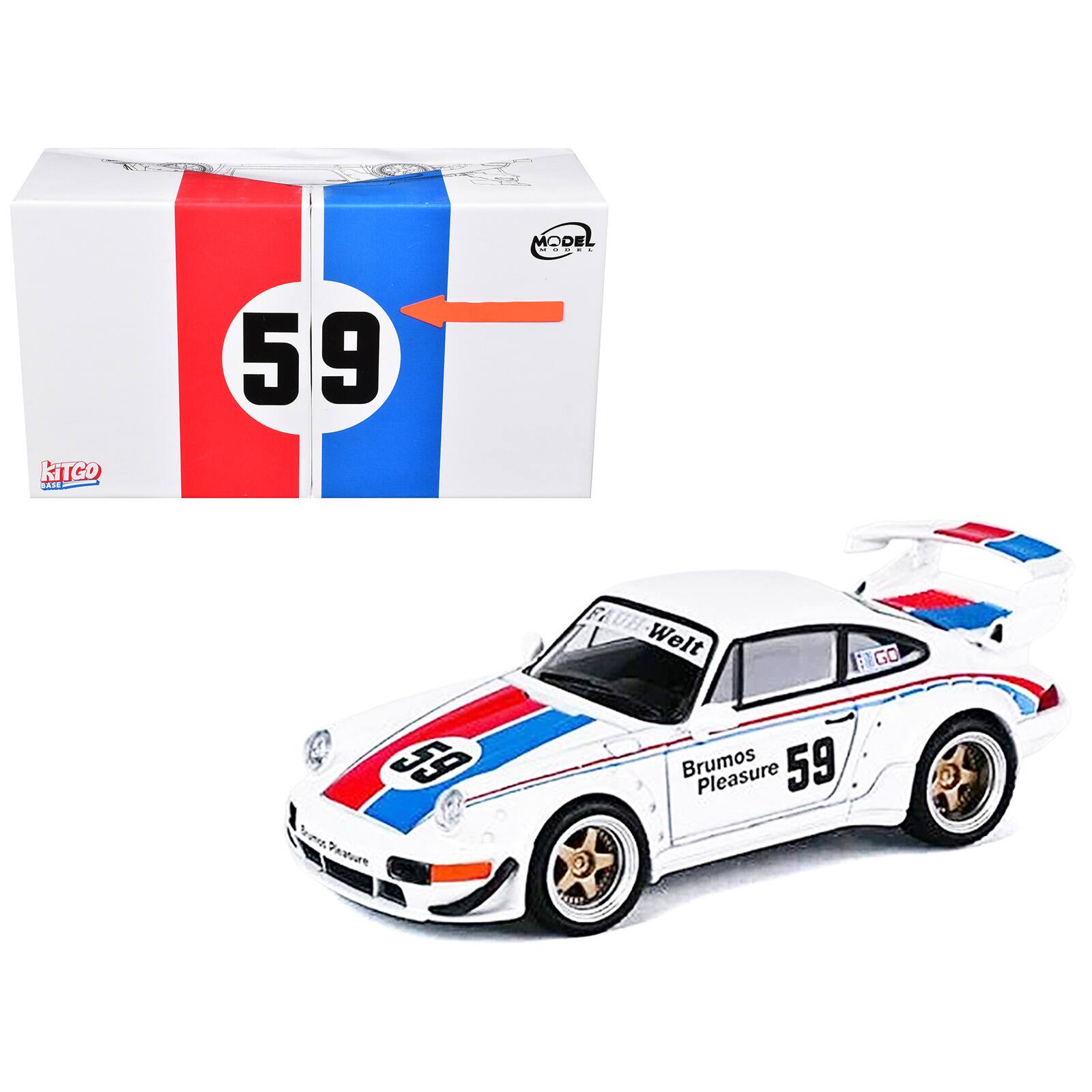 RWB 964 #59 "Brumos Pleasure" White with Red and Blue Stripes "KitGo Base" Series 1/64 Diecast Model Car by Model Model