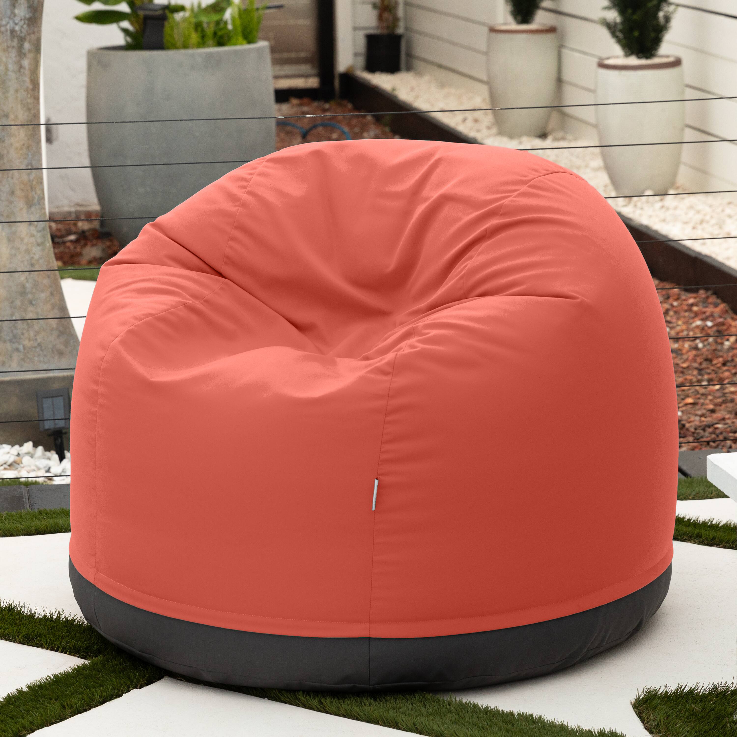Left. Jaxx - Jaxx Palmetto Large Round Outdoor Bean Bag Club Chair - Flamingo - Flamingo.
