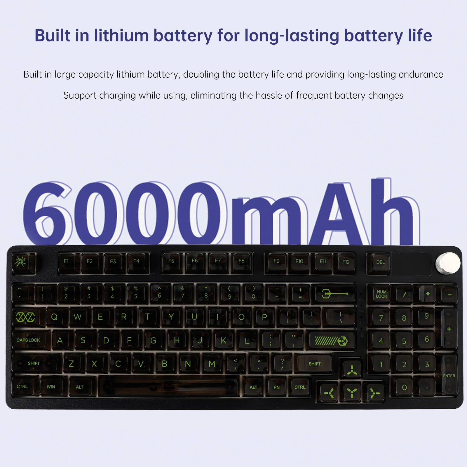 Built in lithium battery for long-lasting battery life

Built in large capacity lithium battery, doubling the battery life and providing long-lasting endurance

Support charging while using, eliminating the hassle of frequent battery changes

6000mAh