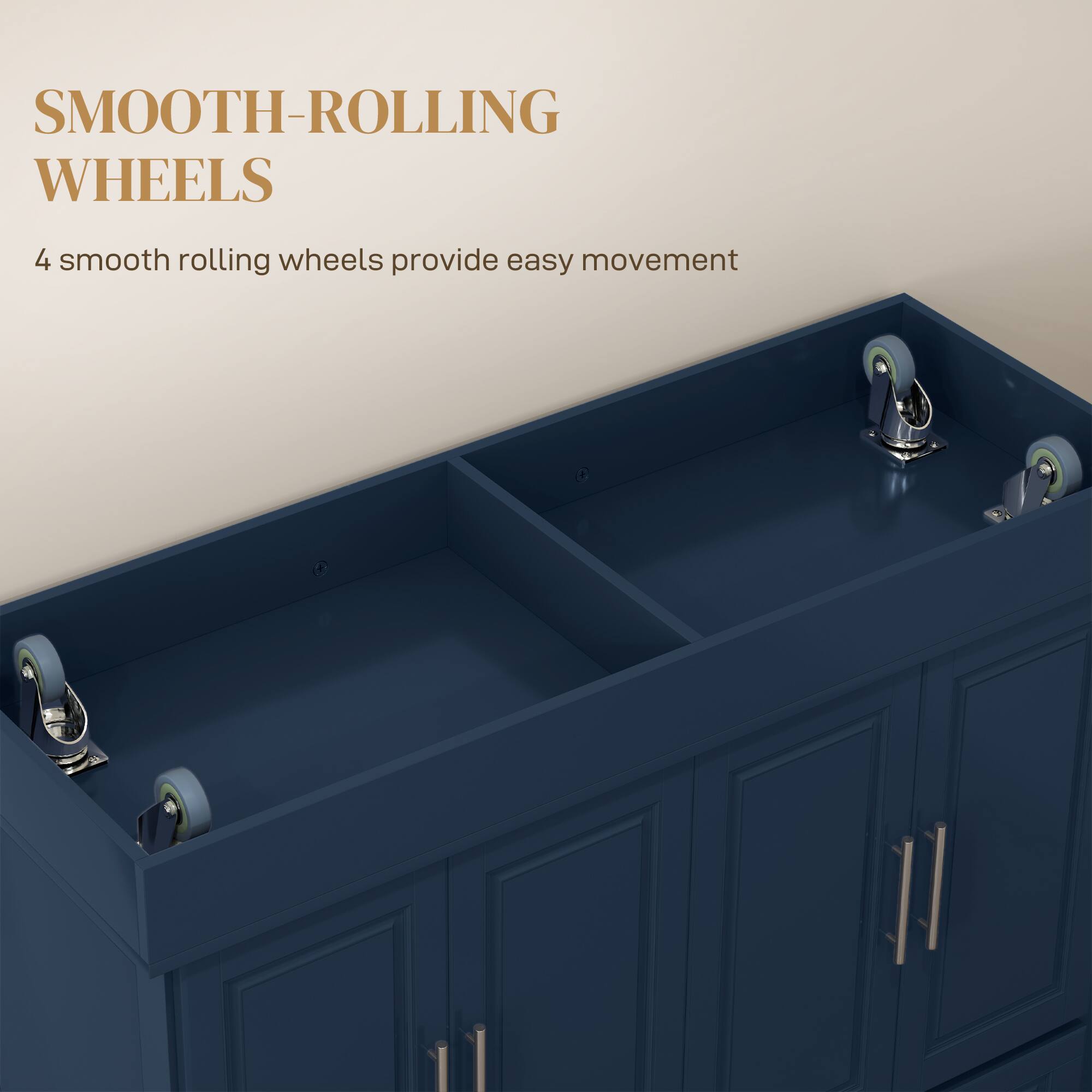 SMOOTH-ROLLING WHEELS

4 smooth rolling wheels provide easy movement