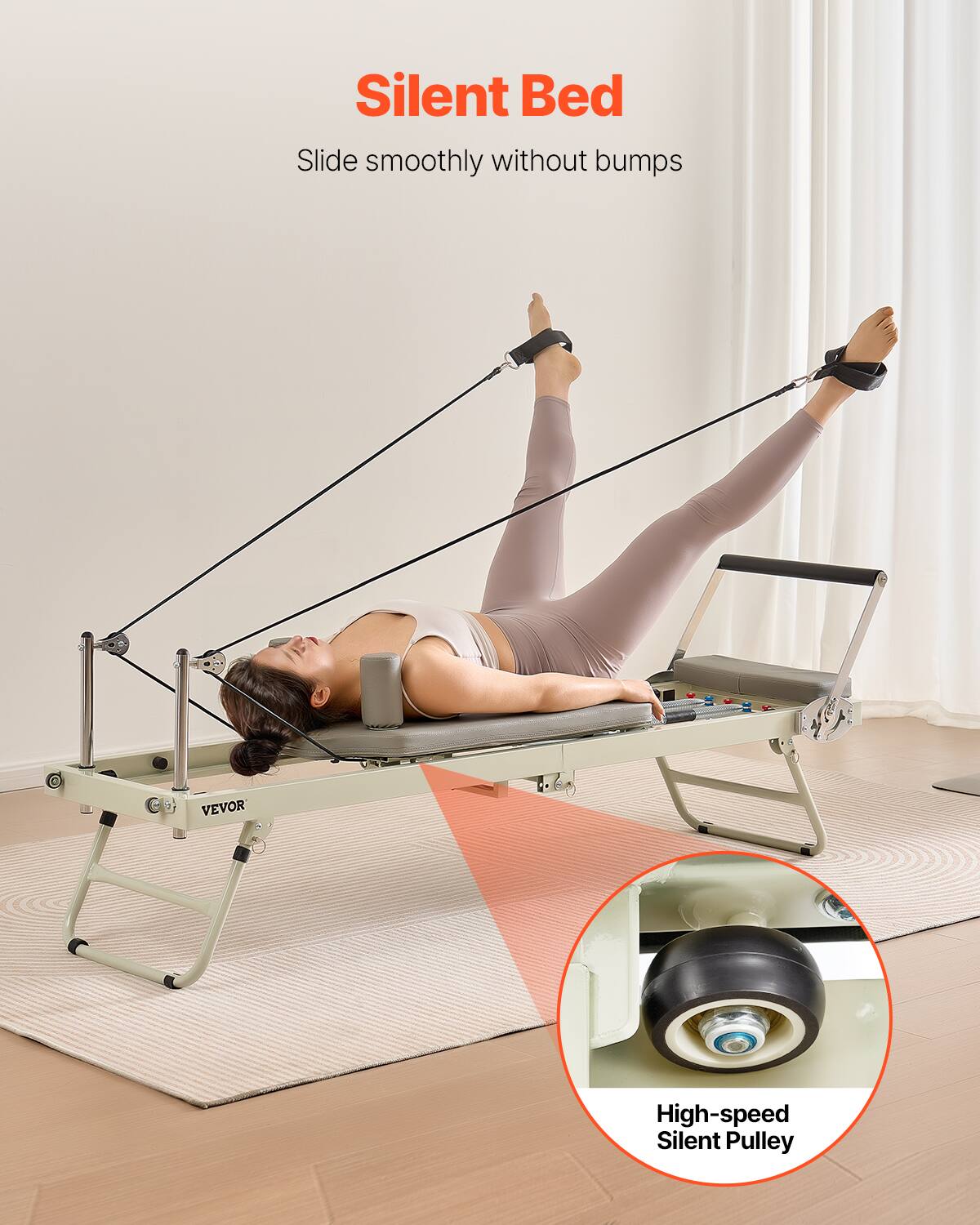 Silent Bed: Slide smoothly without bumps. VEVOR High-speed Silent Pulley.