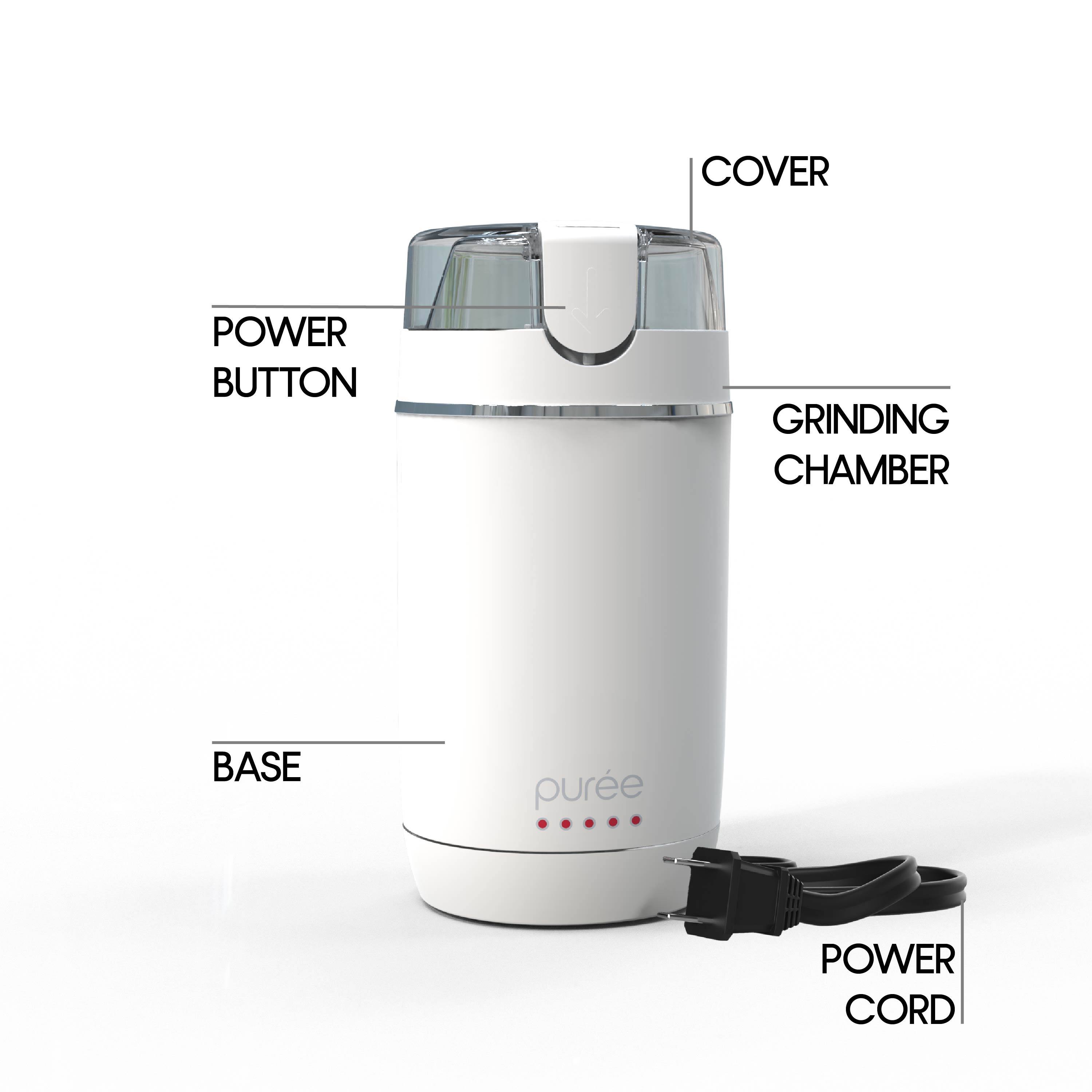 COVER  
POWER BUTTON  
GRINDING CHAMBER  
BASE  
POWER CORD