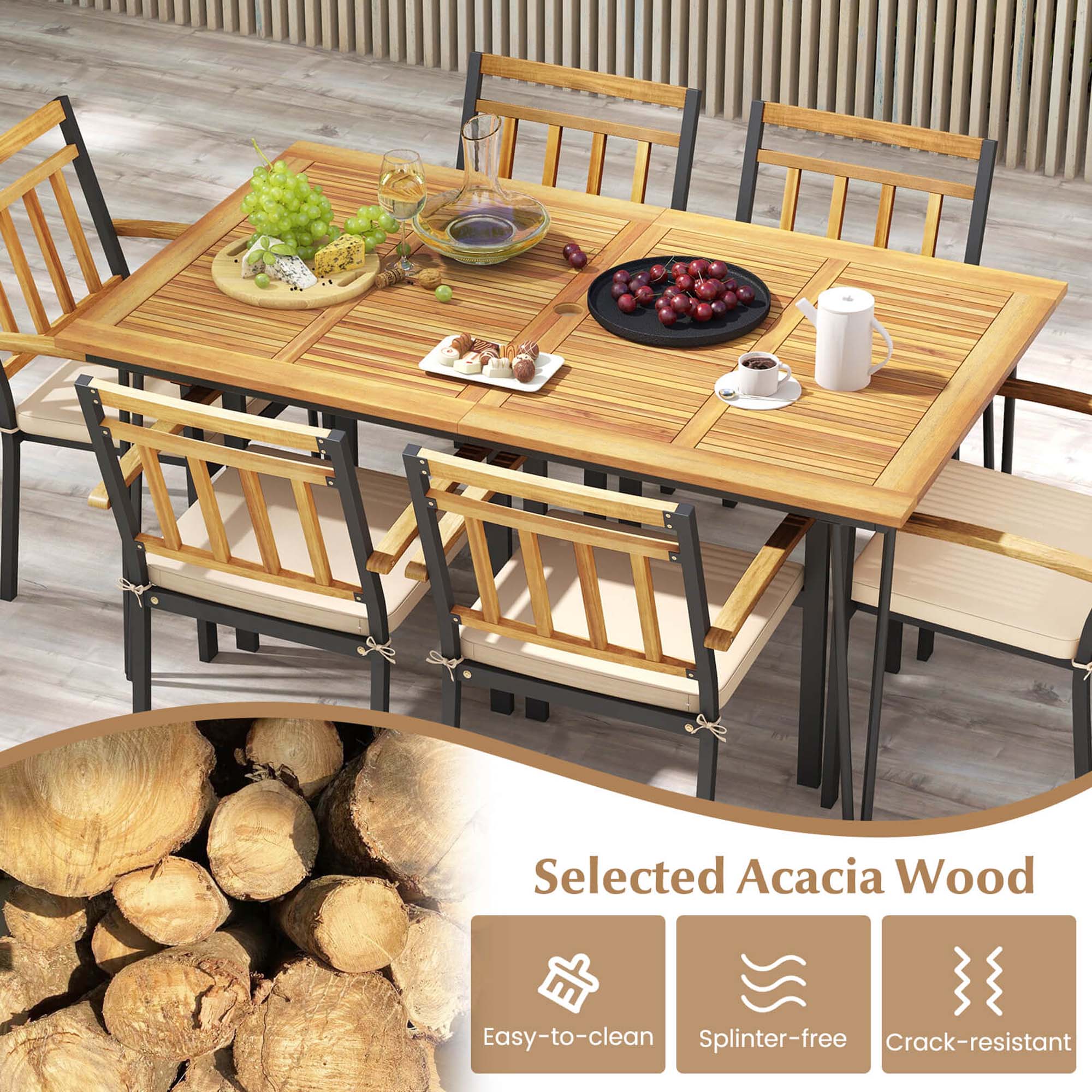Selected Acacia Wood Easy-to-clean Splinter-free Crack-resistant