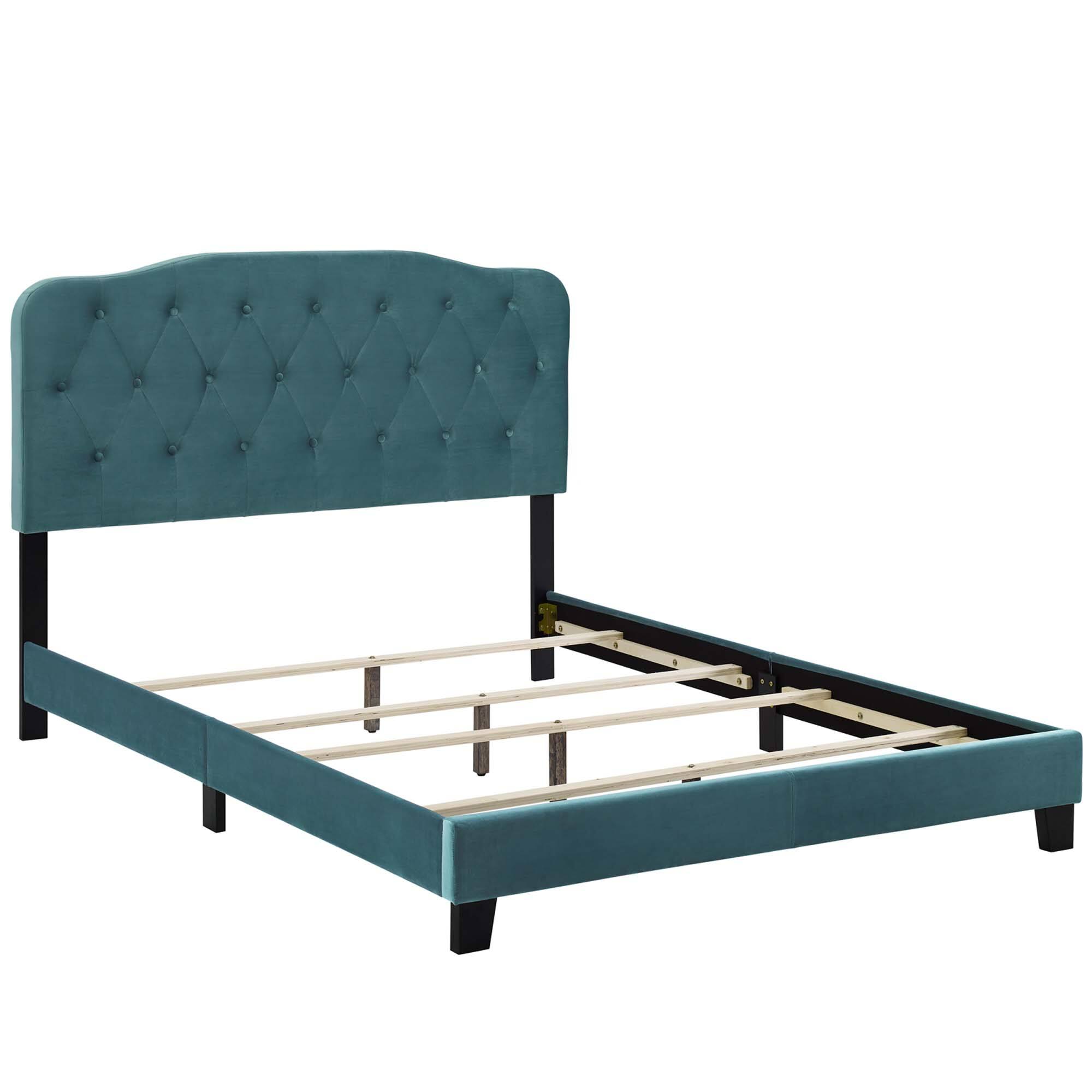Left. Modway - Loryn Vinyl Full Bed Frame with Round Splayed Legs - White.