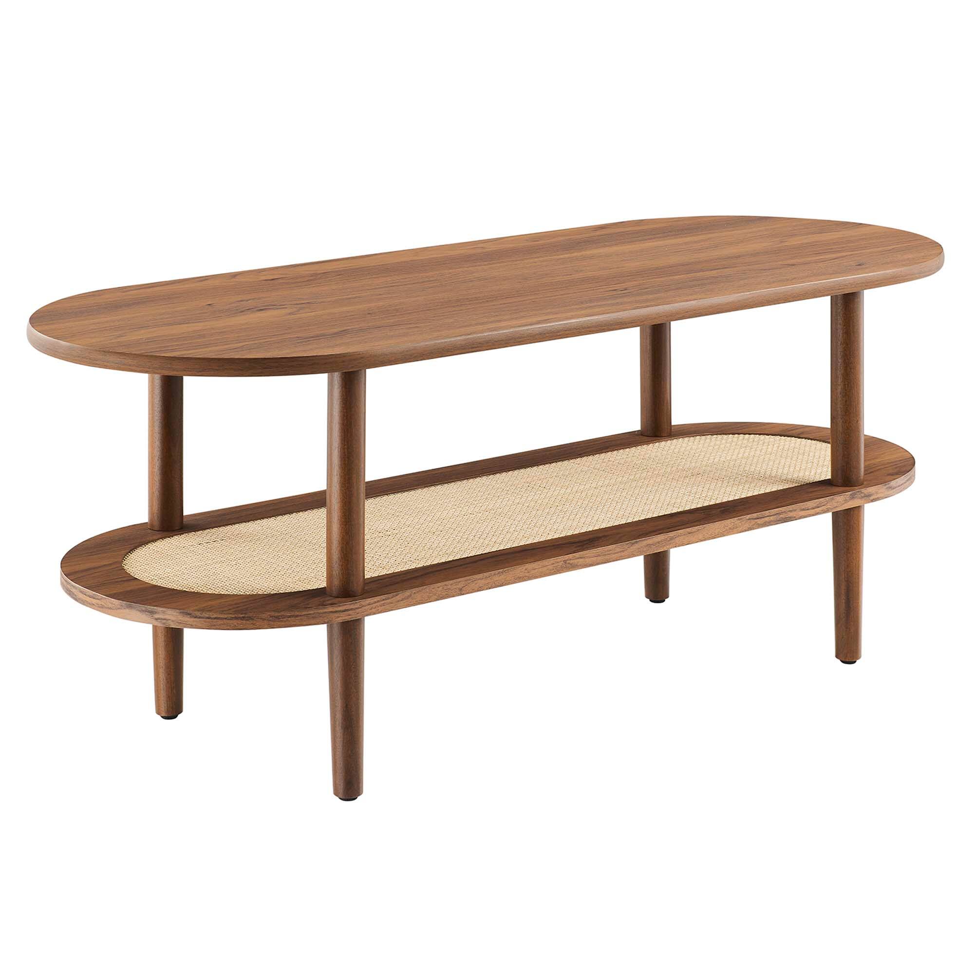 Angle. Modway - Torus Oval Coffee Table by Modway - Walnut.