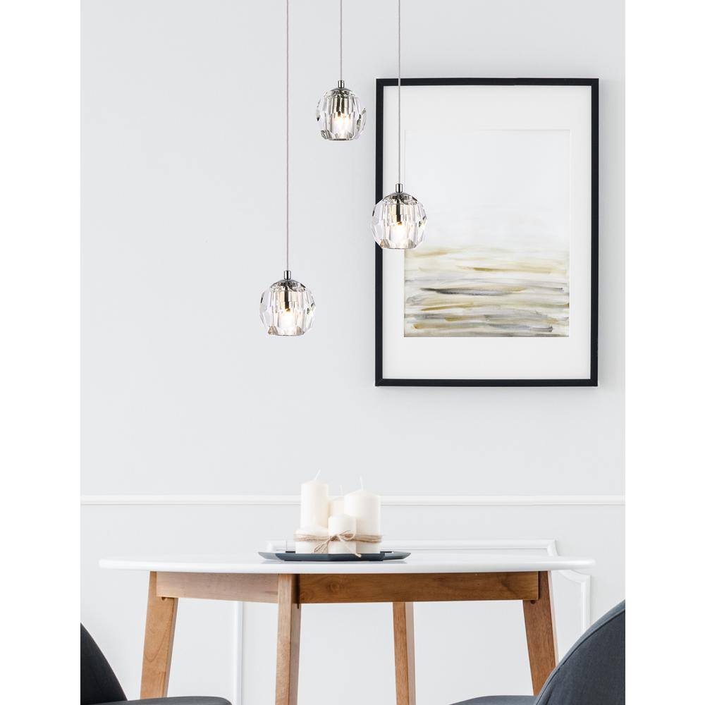 Left. Elegant Lighting - Eren 3 lights Chrome pendant - Chrome.