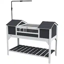 Pawhut - Enclosure Tortoise House with Adjustable Lamp Holder Storage Shelf, Dual Main Houses