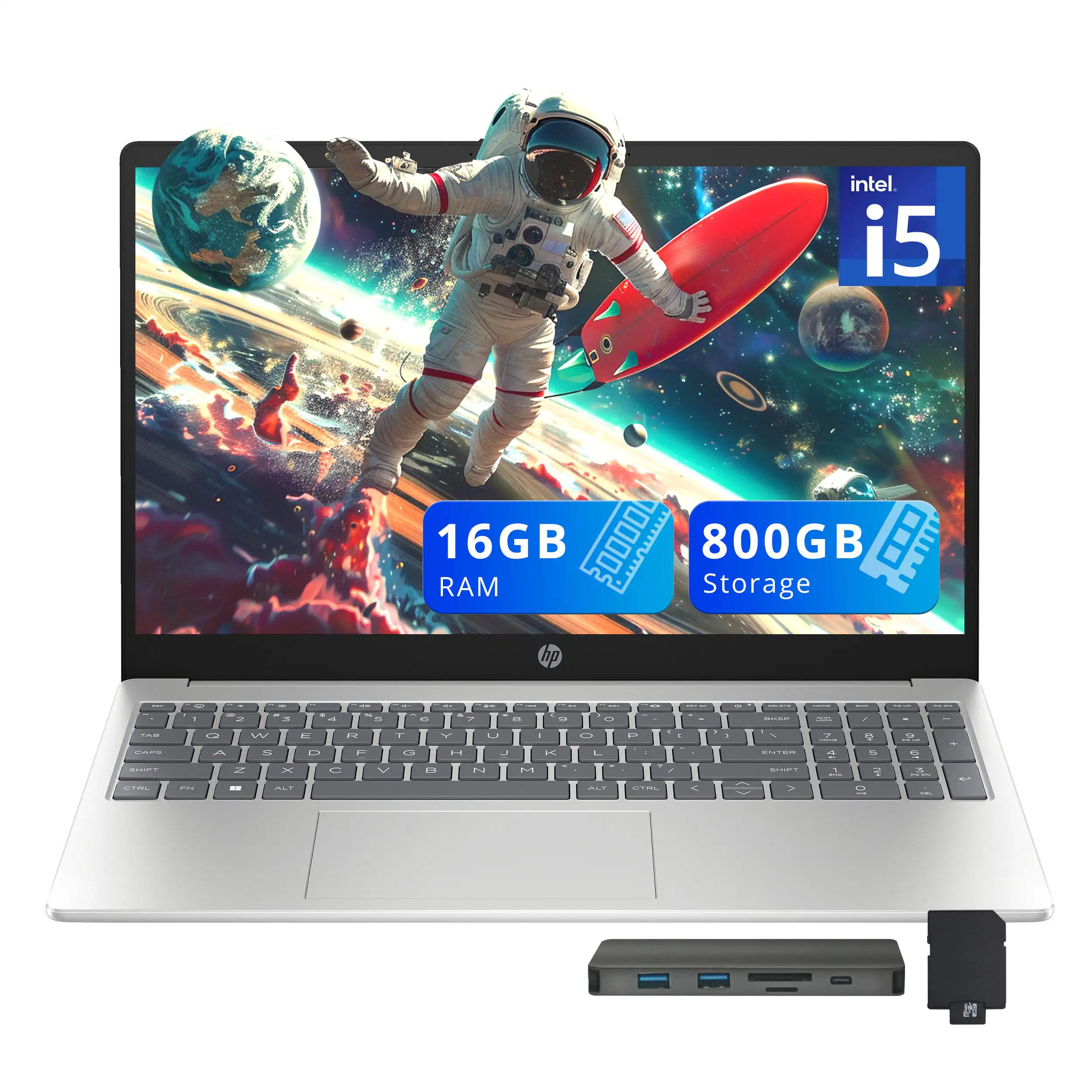 HP - Pavilion 15.6" FHD Laptop,Intel i5-1235U,16GB RAM,512GB SSD+288GB Docking Station,Iris Xe Graphics,Windows 11 - Silver