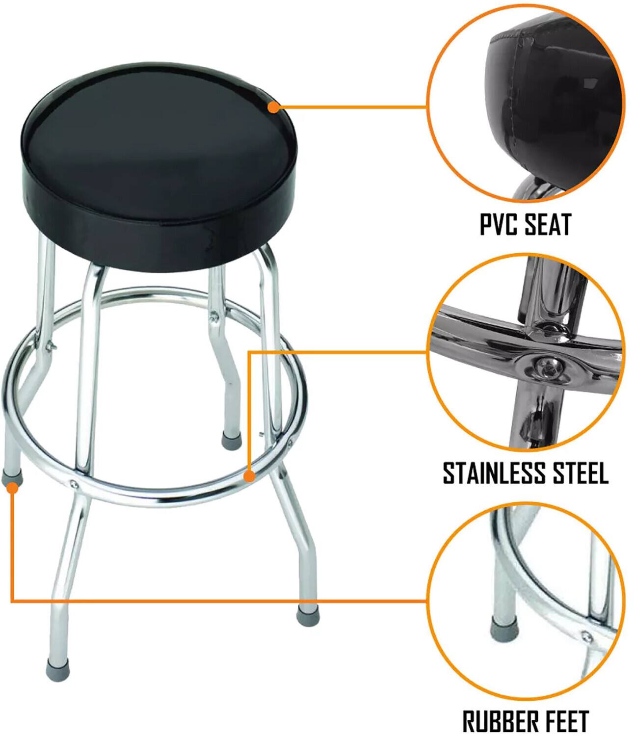PVC Seat  
Stainless Steel  
Rubber Feet