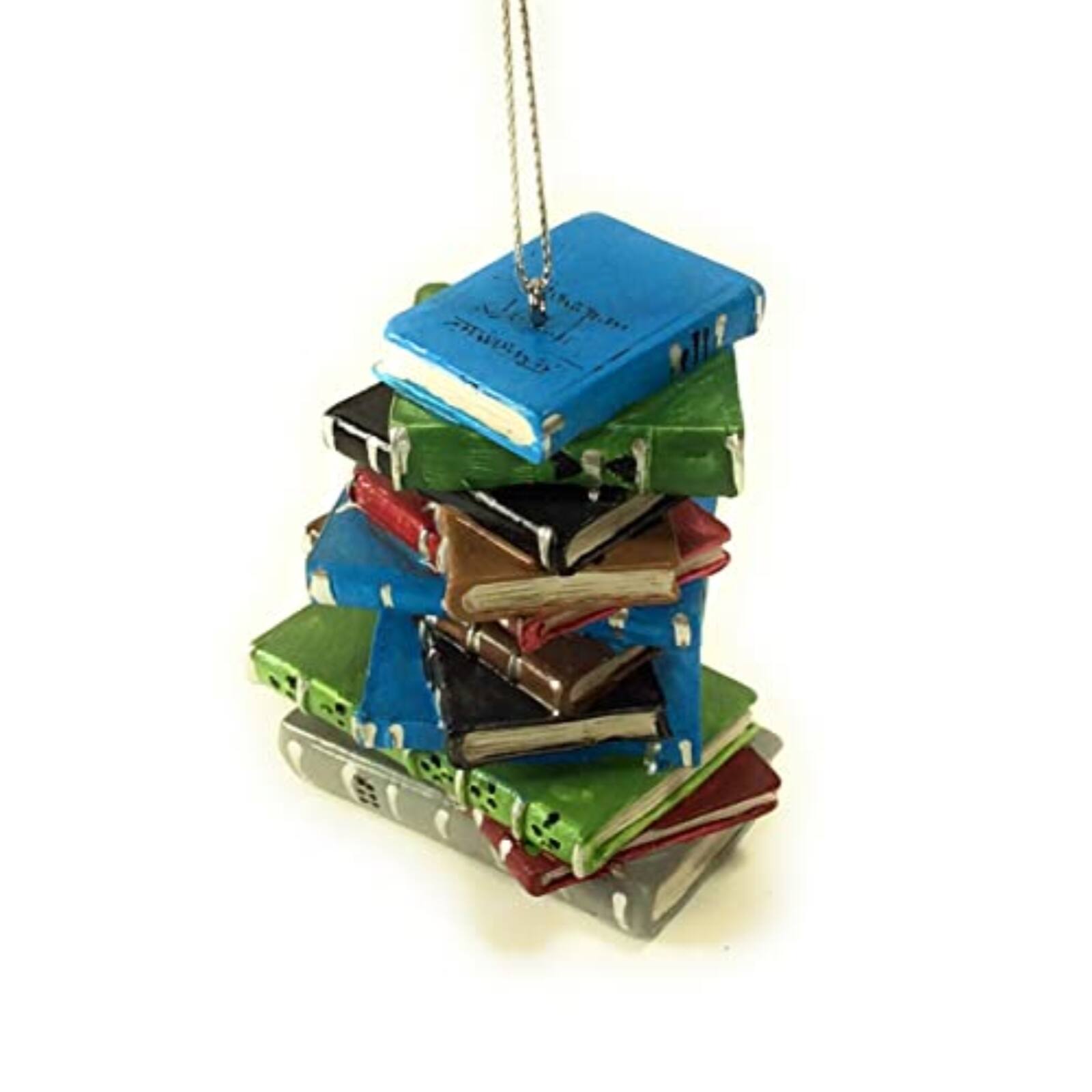 Angle. Ganz - Midwest School Book Stack Resin Christmas Tree Ornament 3 inch - Multicolor.
