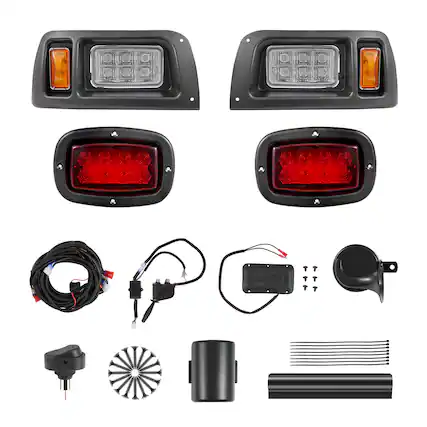 Front. VEVOR - Golf Cart Light Kit, 12 Volt,Street Legal LED Headlight and Taillight Kit with Wiring Harness, Turn Signals,Hazard Light - Black.