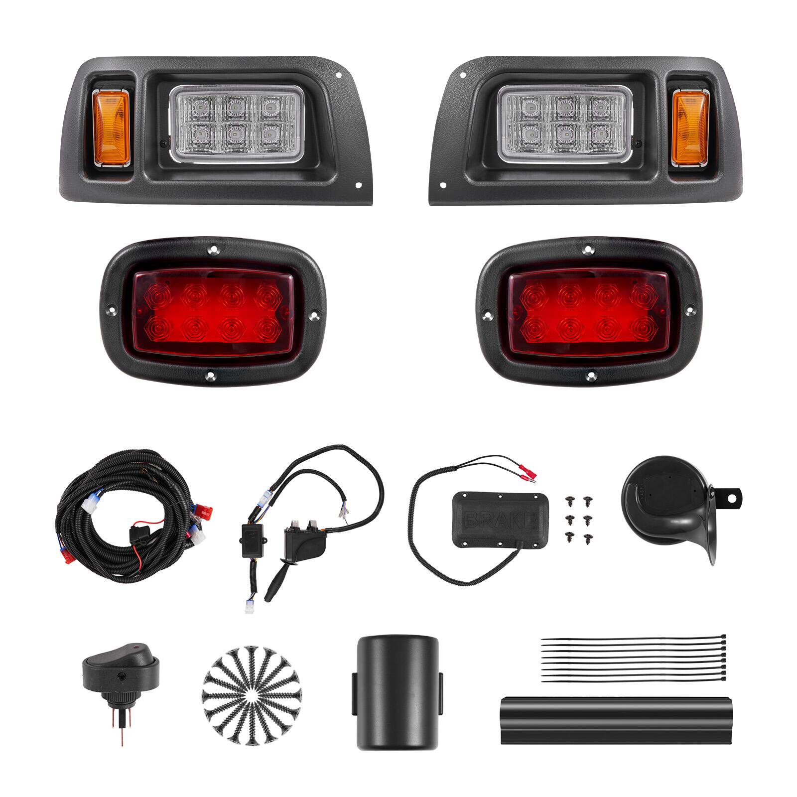 Front. VEVOR - Golf Cart Light Kit, 12 Volt,Street Legal LED Headlight and Taillight Kit with Wiring Harness, Turn Signals,Hazard Light - Black.
