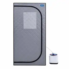 RYHNUYNE - Portable Grey Steam Sauna Tent, Personal Home Spa, 2.2L Steam Generator, Remote Control, Foldable Chair, PVC Pipe - Cement Grey