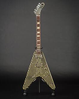 Axe Heaven - Rick Nielsen - Rick Nielsen Cheap Trick Checkered Hamer V Mini Guitar Replica - COLLECTIBLES - Multicolor