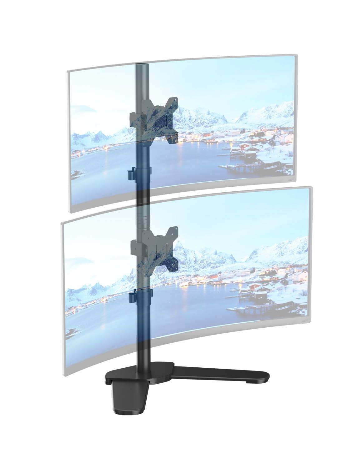 ThinkLink Electronic - Dual Monitor Stand Free Standing Desk Mount Arm Fits Two Screens Fully Adjustable Arms Max Vesa ml7802 - Default