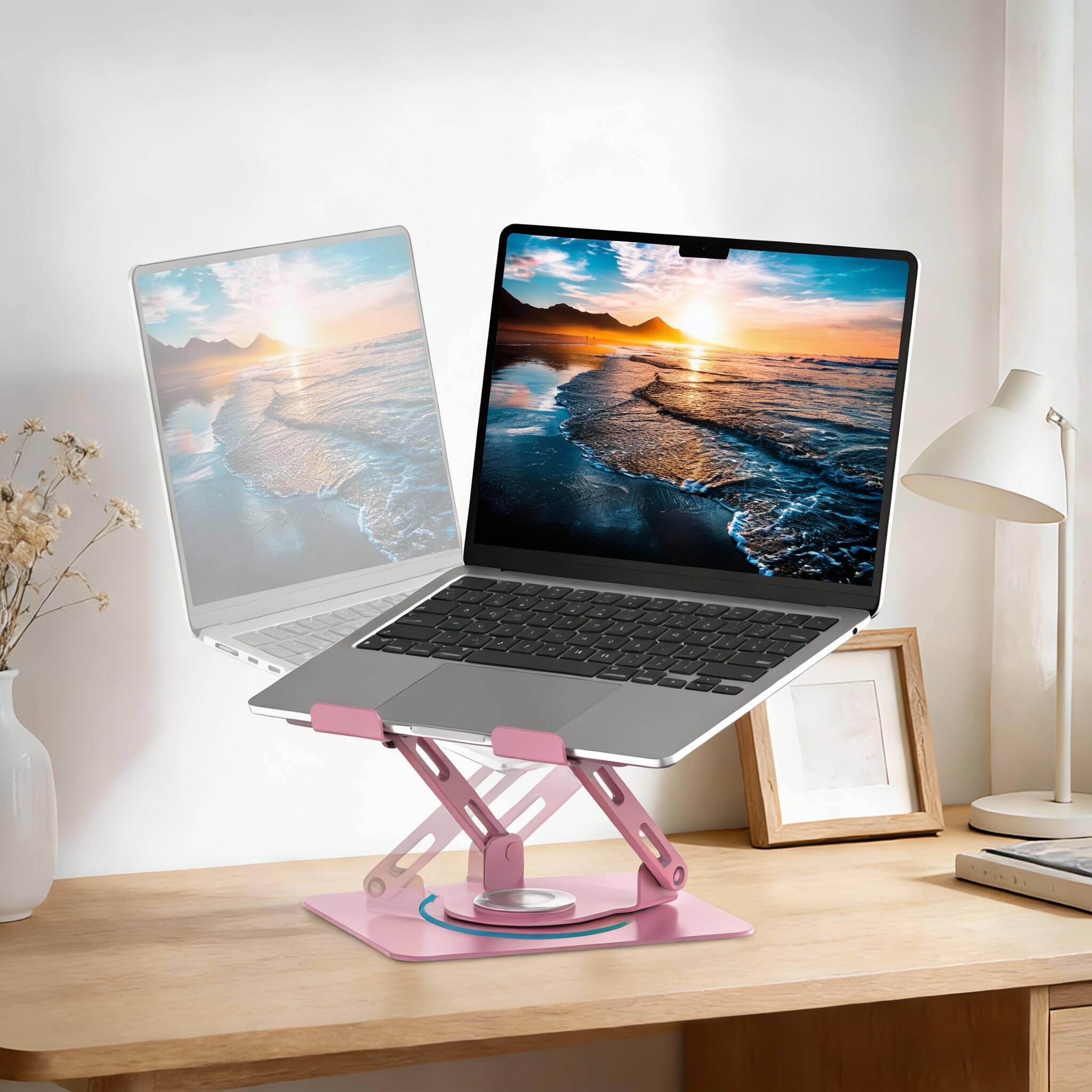 Alt View 1. Frangdom - 360° Rotating Laptop Stand Ergonomic Foldable Metal Riser - Black 10-15.6" Laptop Stand.