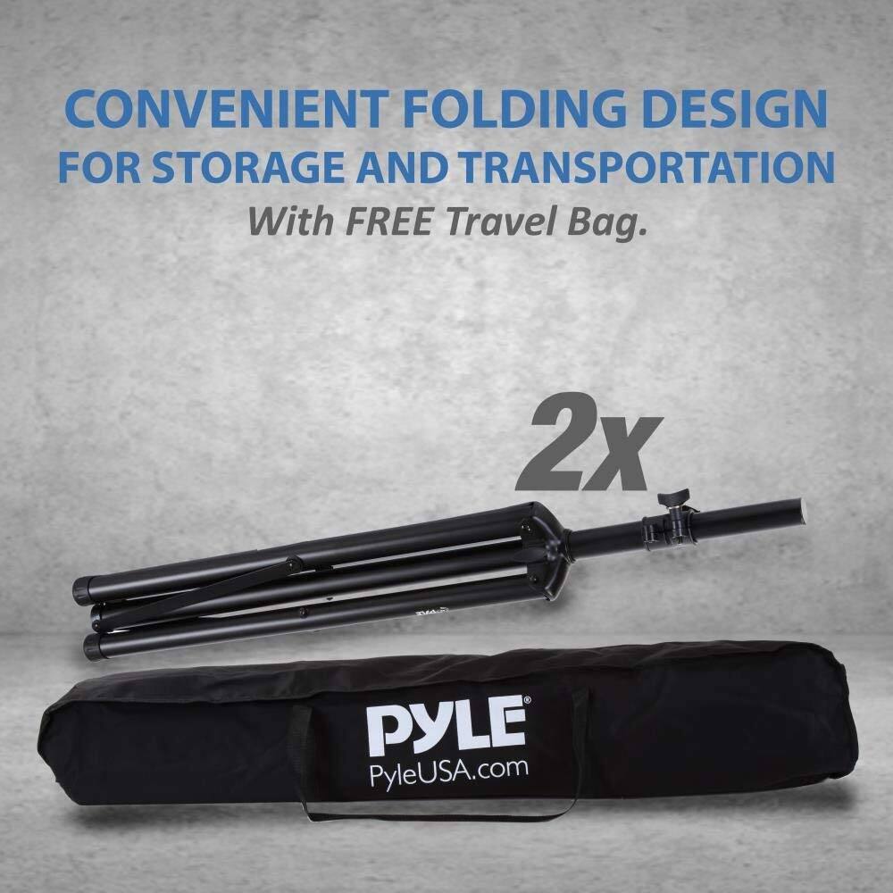 CONVENIENT FOLDING DESIGN FOR STORAGE AND TRANSPORTATION  
With FREE Travel Bag.  

2x  

PYLE  
PyleUSA.com