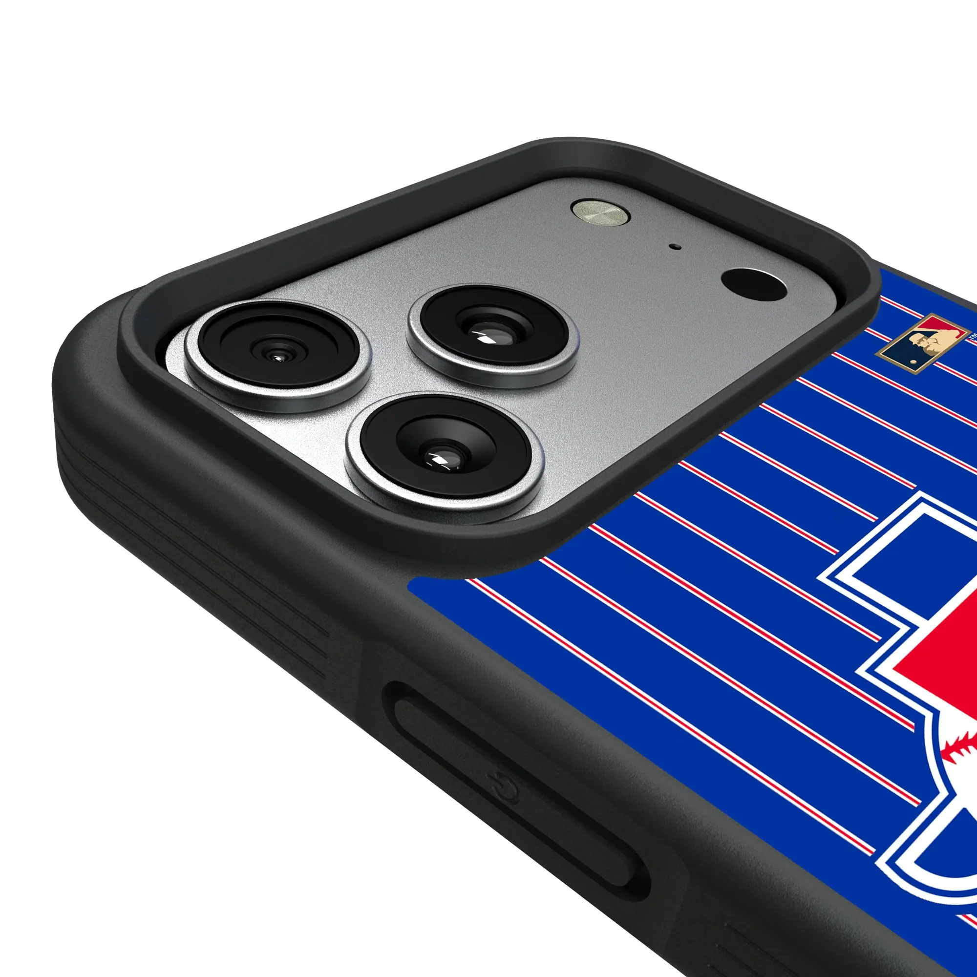 Alt View 2. Keyscaper - Texas Rangers Bump Case with 8.2ft Drop Protection - 16 Pro Max - Multicolor.