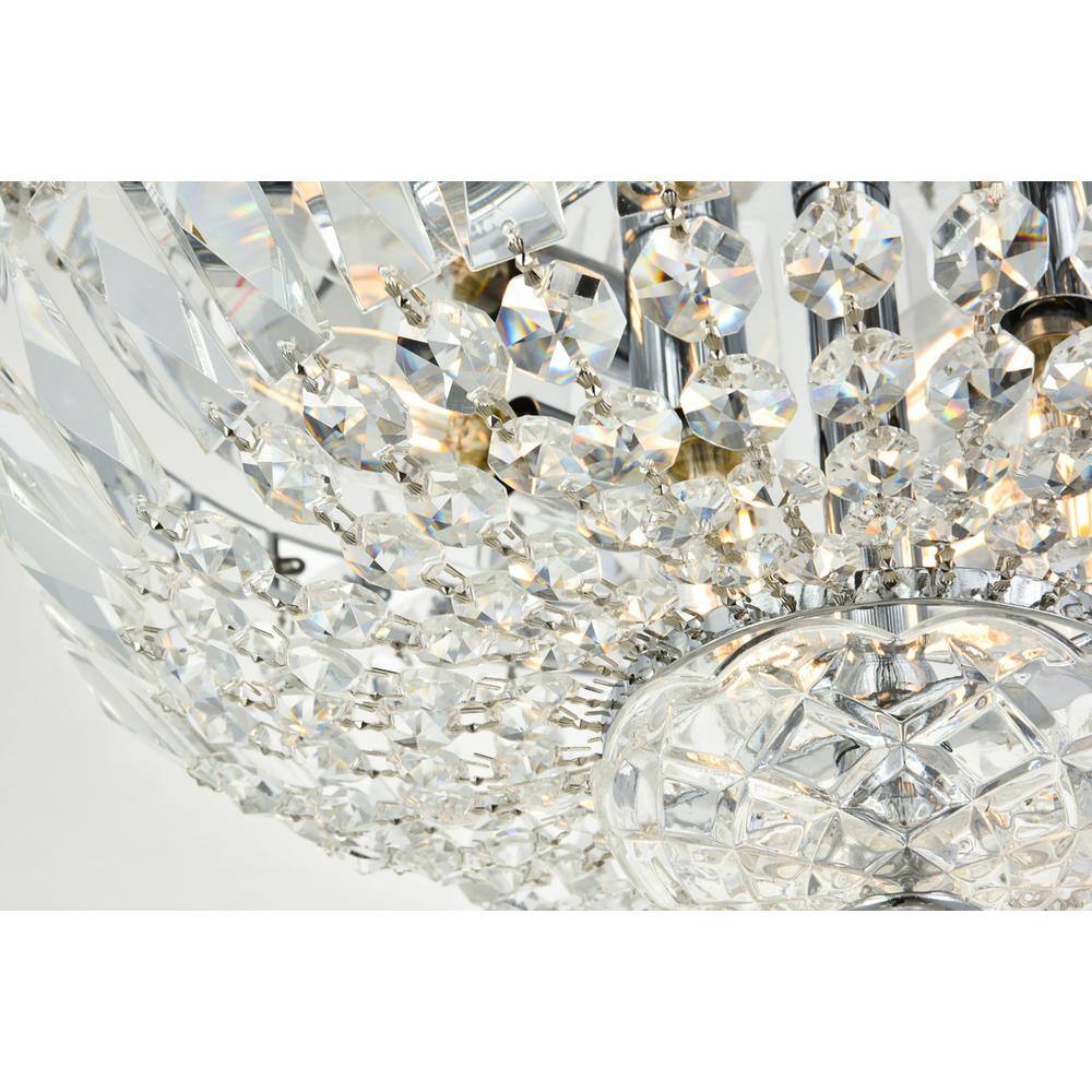 Left. Elegant Lighting - Tranquil 6 light Chrome Flush Mount Clear Royal Cut Crystal - Chrome.