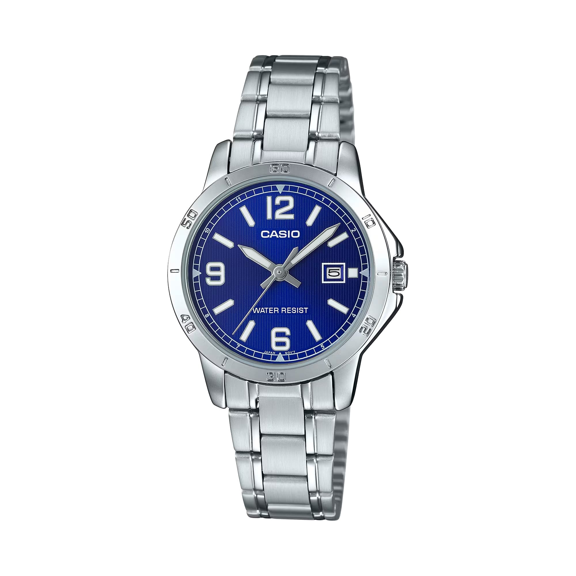 Casio - Women's Blue Dial Analog Watch Stainless Steel Bracelet - LTP-V004D-2BUDF - Silver price history on PriceWatchPro