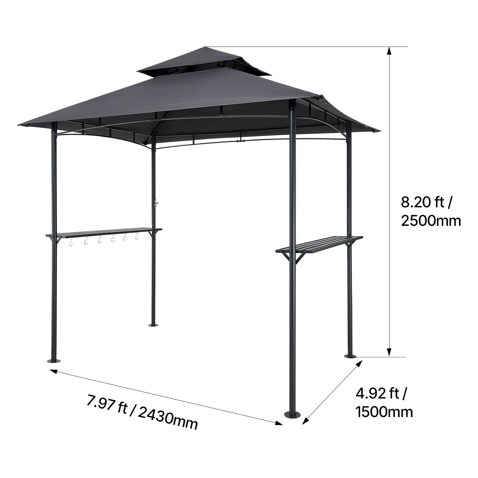 8.20 ft / 2500mm  
7.97 ft / 2430mm  
4.92 ft / 1500mm