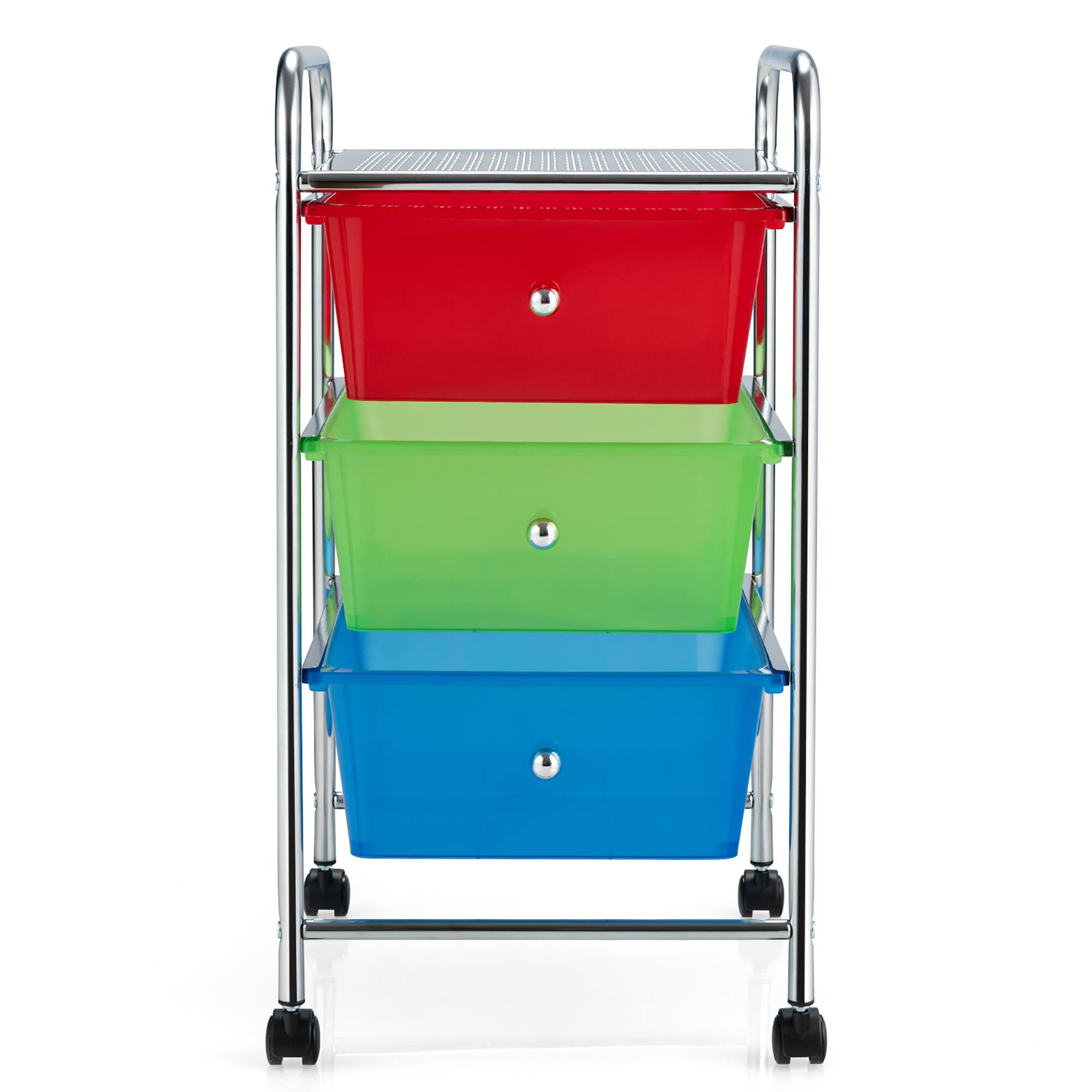 Alt View 9. Costway - 3 Drawers Metal Rolling Storage Cart Scrapbook Supply & Paper Home Office - Multicolor.