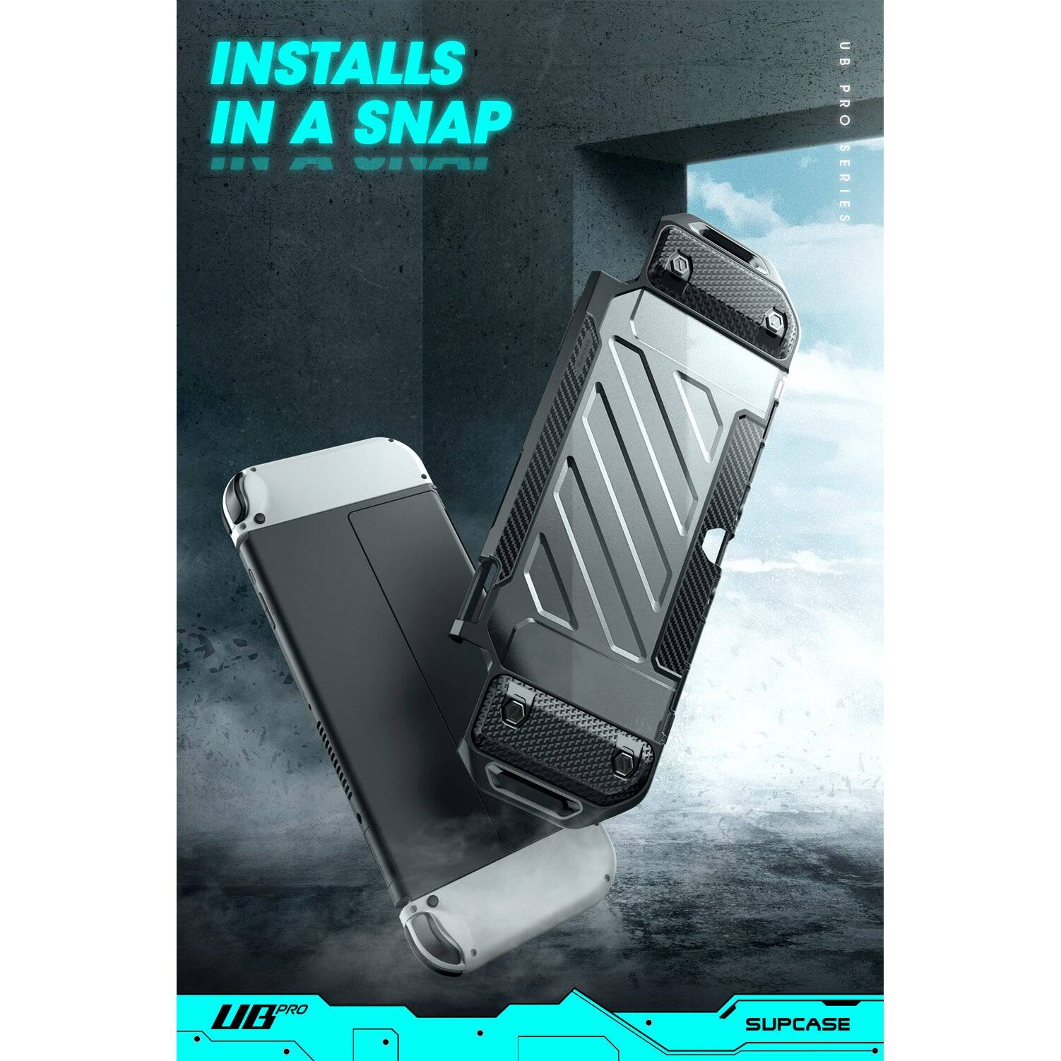 Sure, here is the corrected and grouped text from the image:

---

**INSTALLS IN A SNAP**

**UB PRO SERIES**

**SUPCASE**

---

**UB PRO**