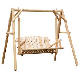 Resenkos - 2-Seat Swing Bench, Ergonomic A-Frame, Stable Non-Slip, Solid Wood Garden Swing, Natural