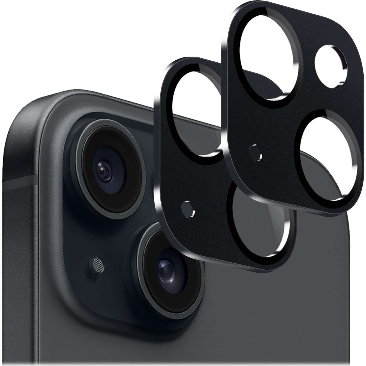 Angle. SaharaCase - ZeroDamage Camera Lens Protector for Apple iPhone 15 and iPhone 15 Plus (2-Pack) - Black.
