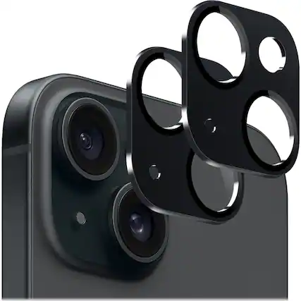 Angle. SaharaCase - ZeroDamage Camera Lens Protector for Apple iPhone 15 and iPhone 15 Plus (2-Pack) - Black.
