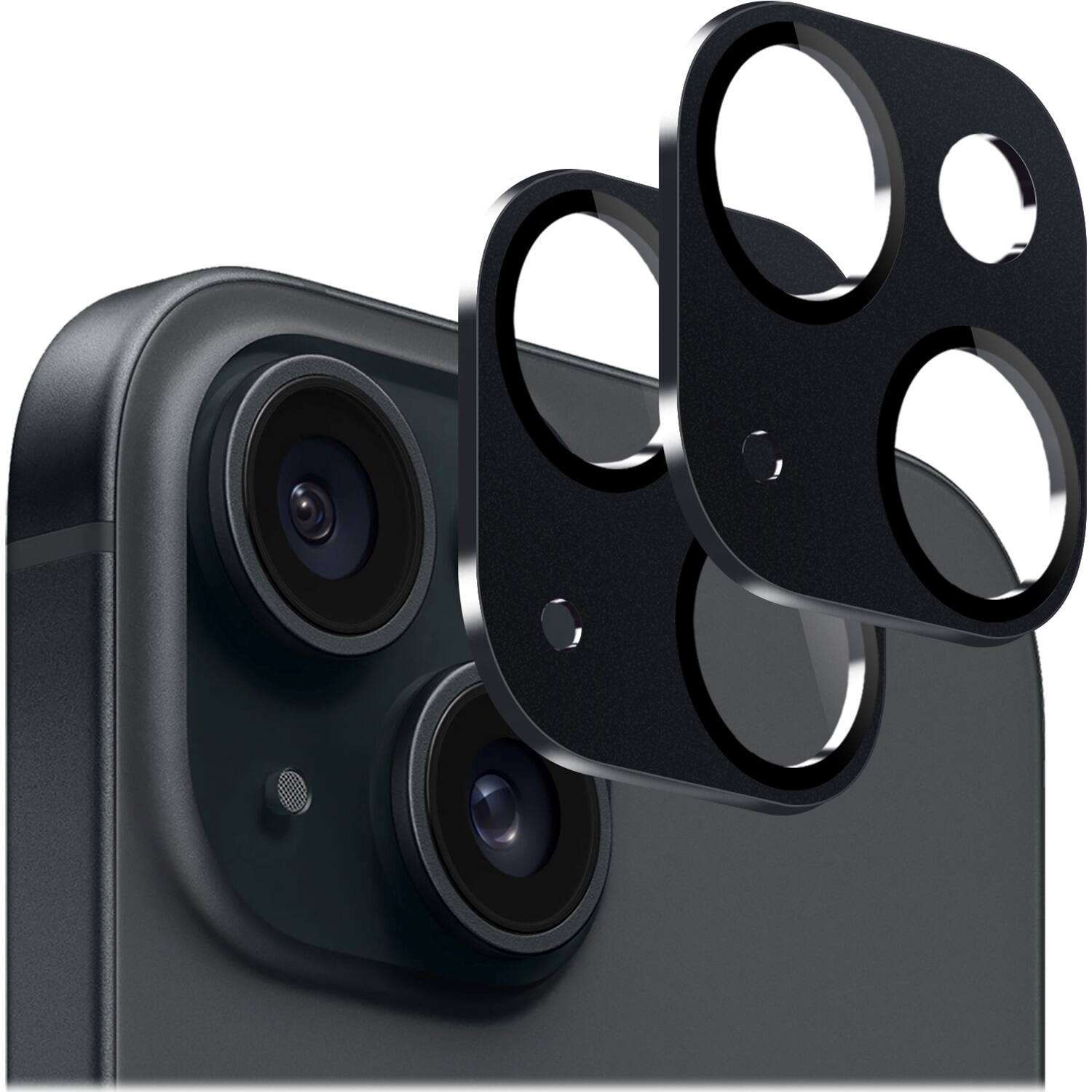 Angle. SaharaCase - ZeroDamage Camera Lens Protector for Apple iPhone 15 and iPhone 15 Plus (2-Pack) - Black.