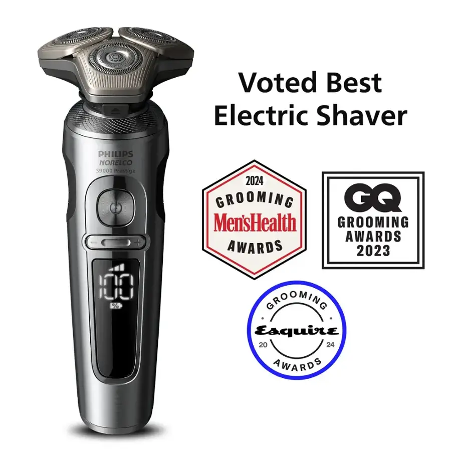 Voted Best Electric Shaver: Philips Norelco 59000 Prestige. This product has won multiple awards, including the Grooming Awards 2023, GQ Men's Health 2024, and Esquire 2024.