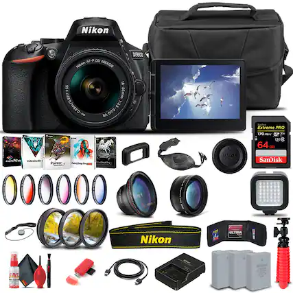 Nikon AF-P DX NIKKOR D5600 18-55mm f/3.5-5.6G VR
0.25m/0.82ft
Nikon D5600
Extreme PRO 170MB/s 64GB SanDisk
VideoStudio
Painter 7
PaintShop Pro
PhotoShop
Nikon ULTIMA
Nikon Camera Bag
Nikon Lens Cap
Nikon Strap
Nikon Batteries
Nikon Charger
Nikon Flash
Nikon Tripod
Nikon Filters
Nikon Cleaning Kit
Nikon Lens Hood
Nikon Camera Bag
Nikon Camera Strap
Nikon Camera Case