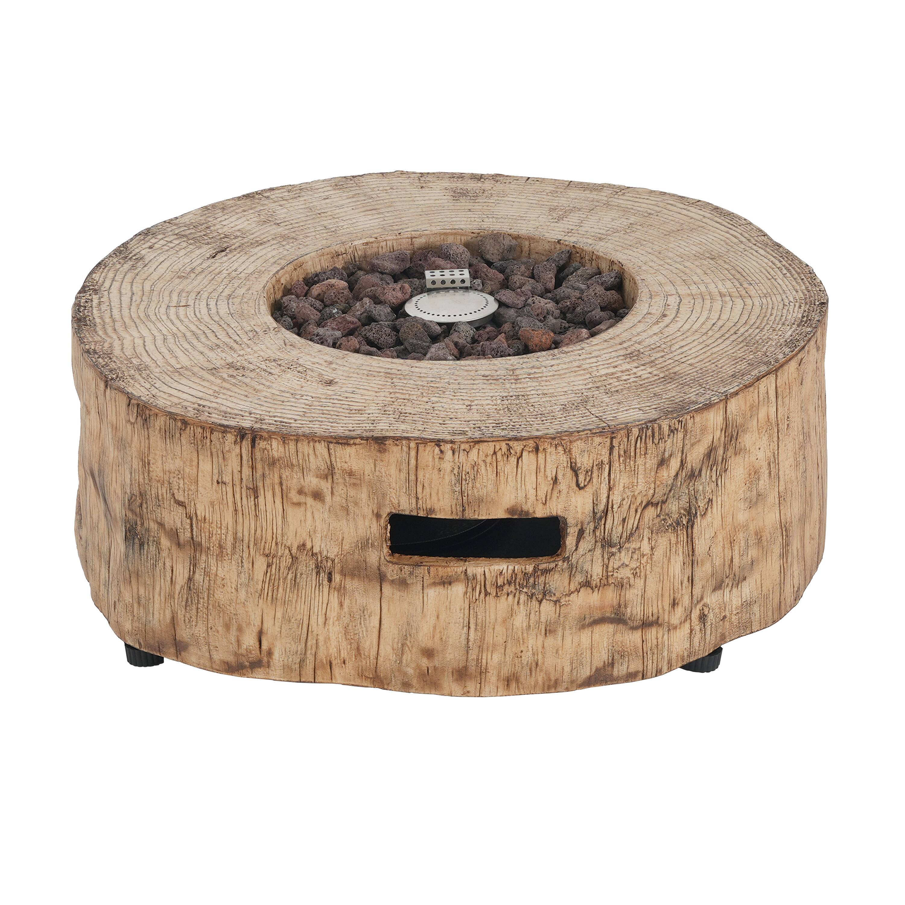 Alt View 1. TinyHomie - Patio MGO Propane Fire Pit Wood Pattern Brown Tank Cover Not Provided.