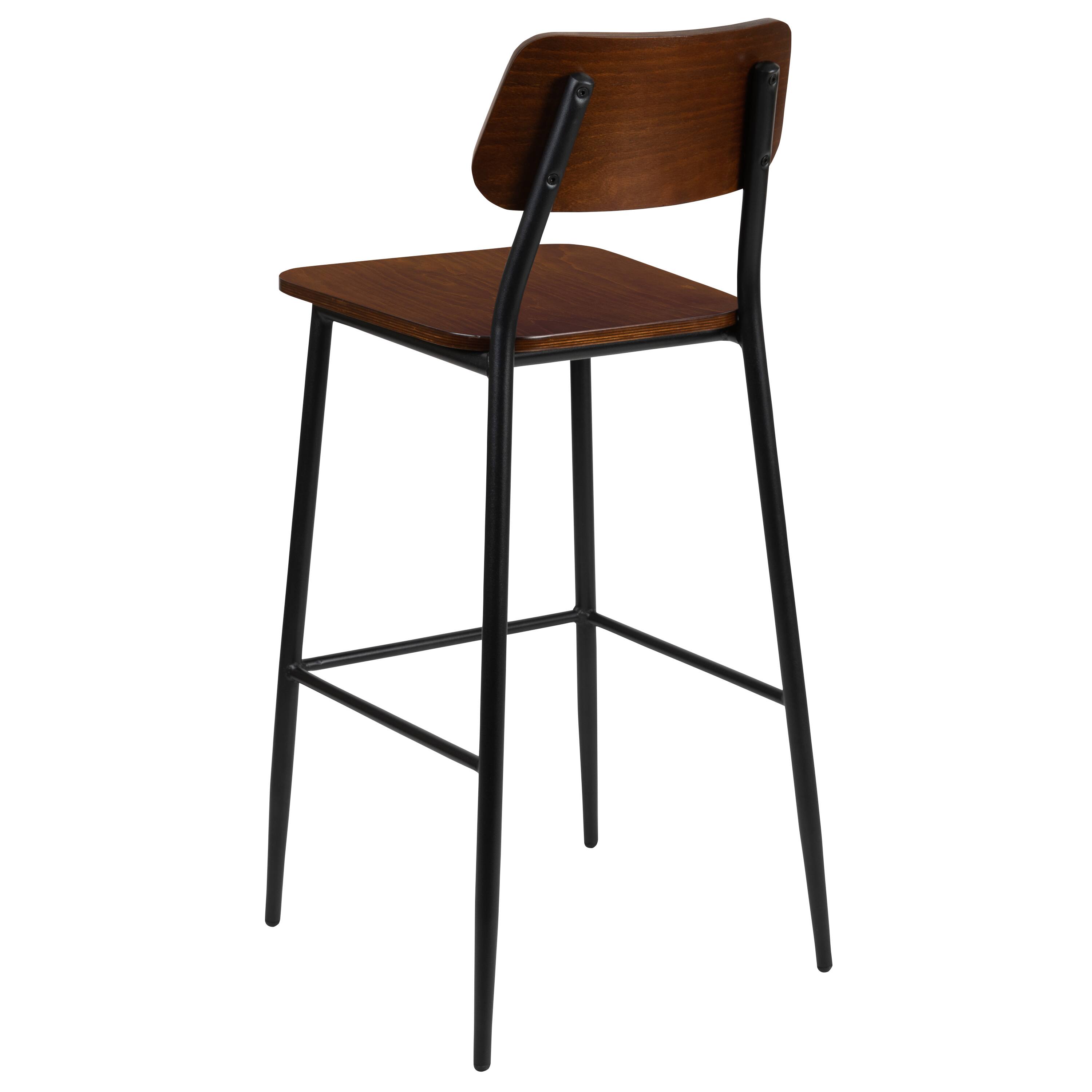 Alt View 5. Emma + Oliver - Industrial Barstool with Steel Frame and Rustic Wood Seat - Mahogany.