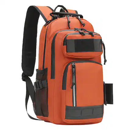 Front. Unique Bargains - 35L Fishing Backpack with Rod Holder Waterproof Tackle Backpack Sling Crossbody Fishing Bag for Fishing Camping Hiking - Orange.