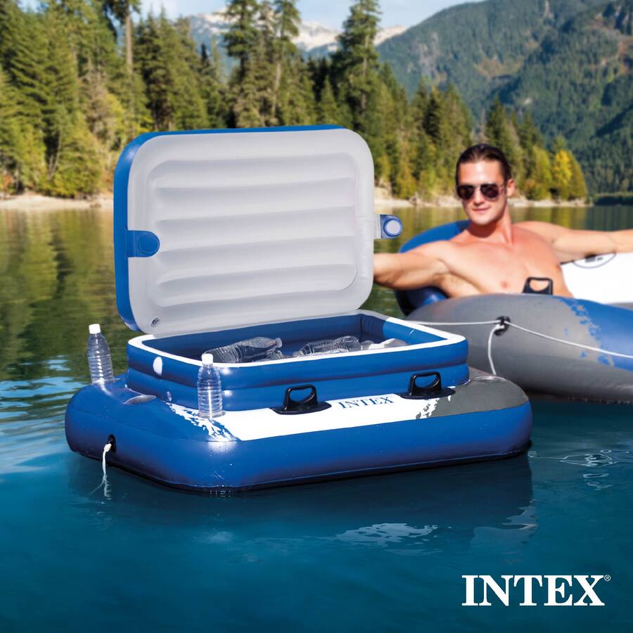 Intex River Run Connect Aufblasbare Lounge (2 Stück) + Mega Chill II Getränke-Schwimmer – Perfekt Für Pool & See, Mit Rückenlehne & Kühler Intex River Run Connect Aufblasbare Lounge (2 Stück) + Mega Chill II Getränke-Schwimmer – Perfekt Für Pool & See, Mit Rückenlehne & Kühler