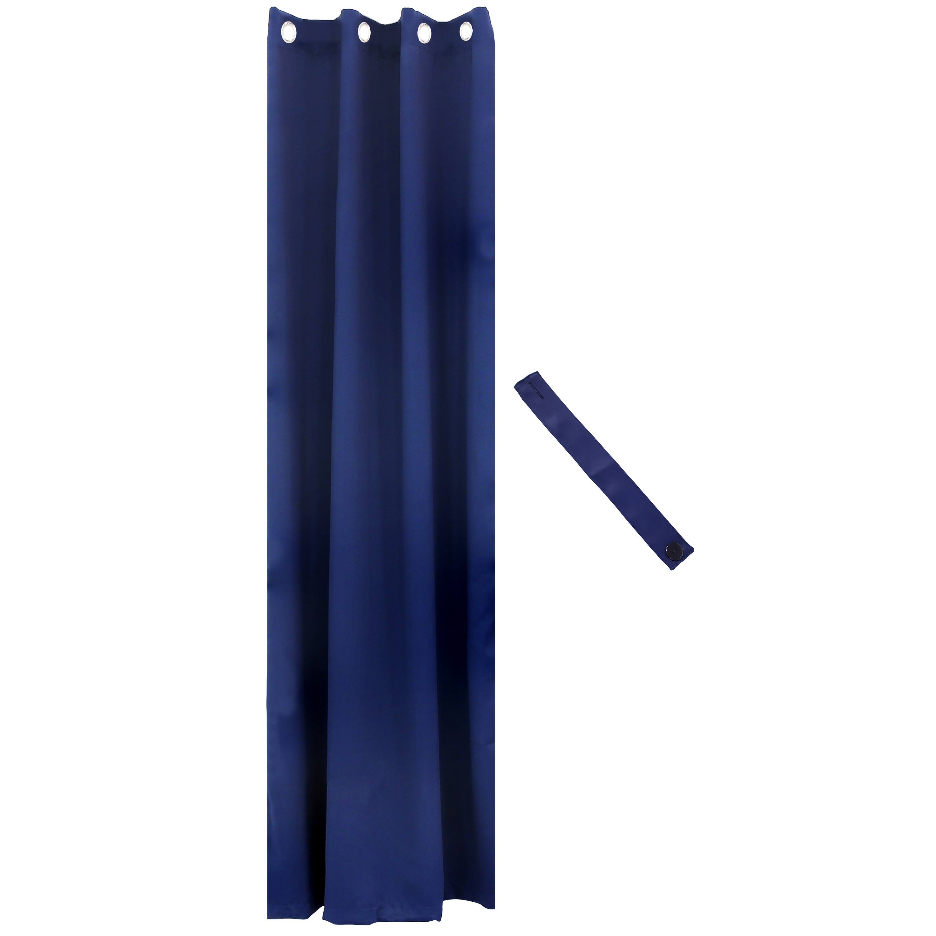 Front. Sunnydaze - Outdoor Blackout Curtain Panel - 52 in x 108 in - Blue.
