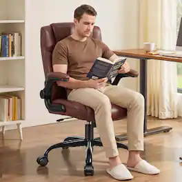Brick Attic - PU Office Chair for Short People Use, Small Gmaing Chair with Wheels and Adjustable Armrests - Dark Brown