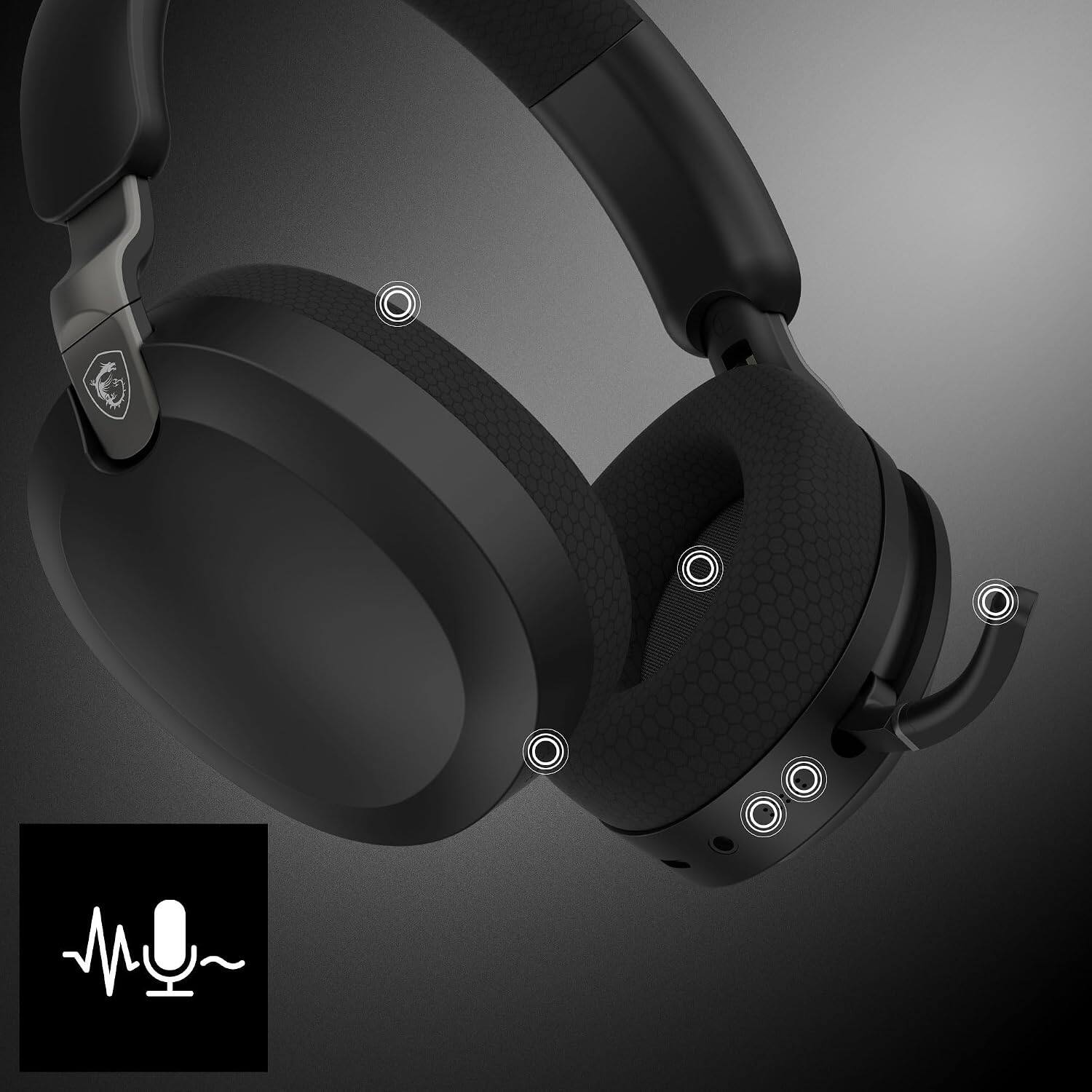 Alt View 4. MSI - MAESTRO 500 W Wireless Bluetooth Over-the-Ear Headphones with 3.5mm Wired Option.