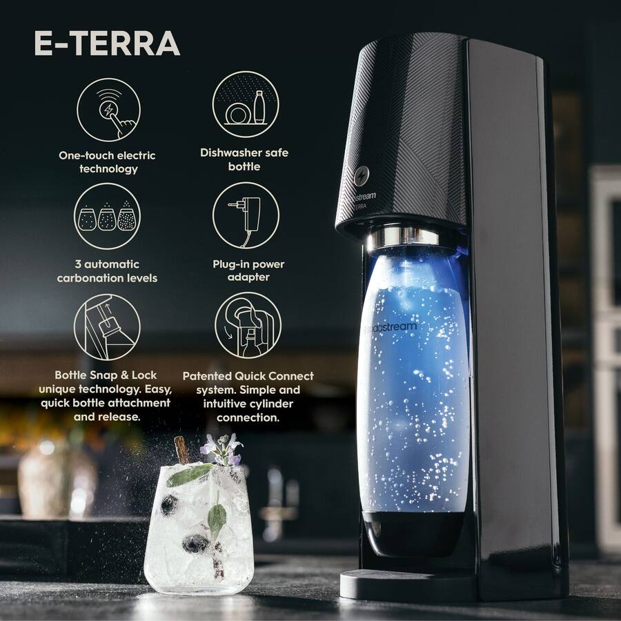 SodaStream E TERRA Sparkling Water Maker Black 1012911011 SodaStream E TERRA Sparkling Water Maker Black 1012911011